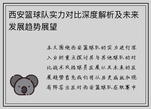 西安篮球队实力对比深度解析及未来发展趋势展望